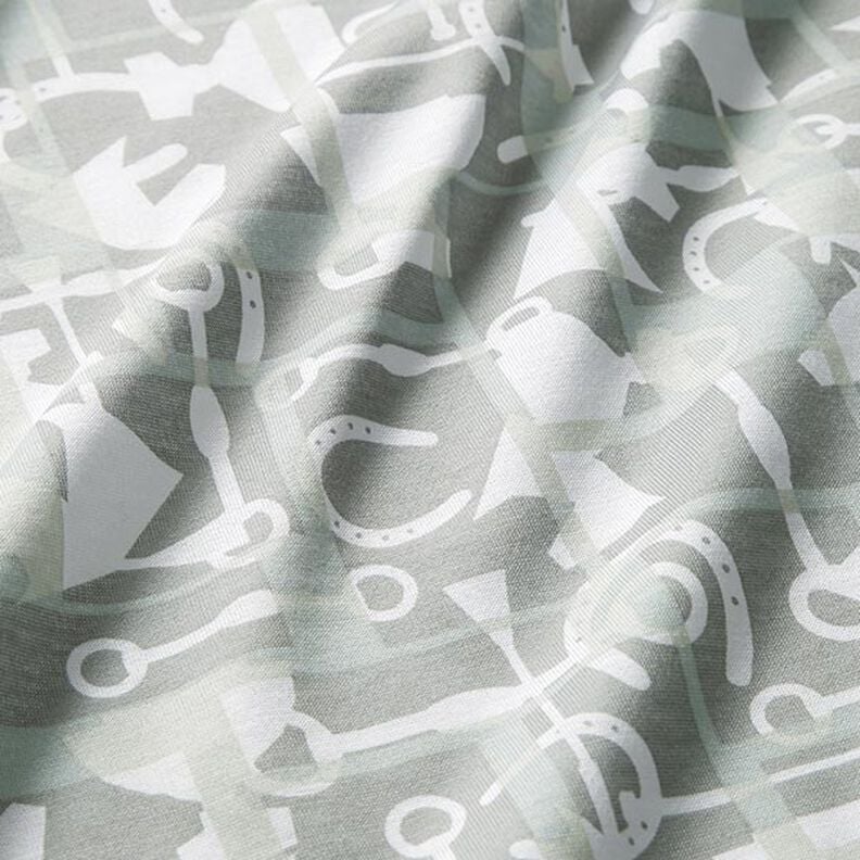 Tela de jersey de algodón Equitación – gris claro,  image number 2