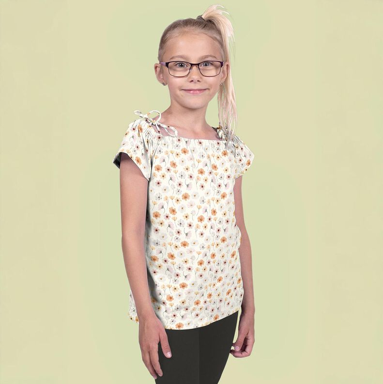 GOTS Tela de jersey de algodón Prado con flores Impresión digital – beige,  image number 7