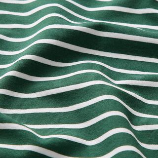 GOTS Tela de jersey de algodón rayas | Albstoffe – verde oscuro/blanco, 