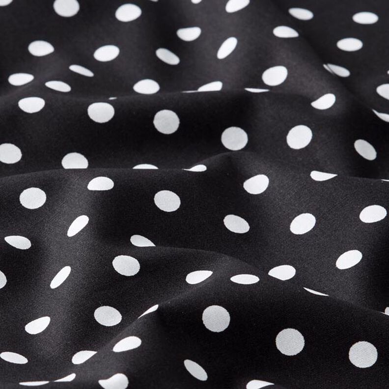 Popelina de algodón puntos grandes – negro/blanco,  image number 2