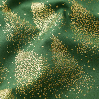 Tela de algodón Popelina Abetos con polvo de oro – verde/dorado, 
