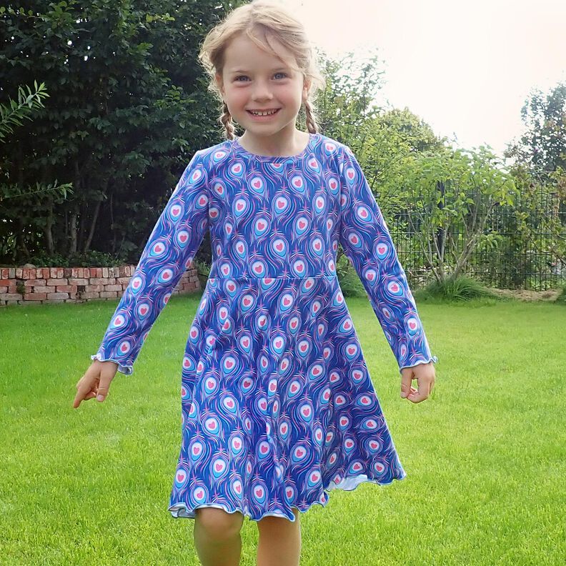 Tela de jersey de algodón Pavo | Stoff&Liebe – azul real/rosa intenso,  image number 8