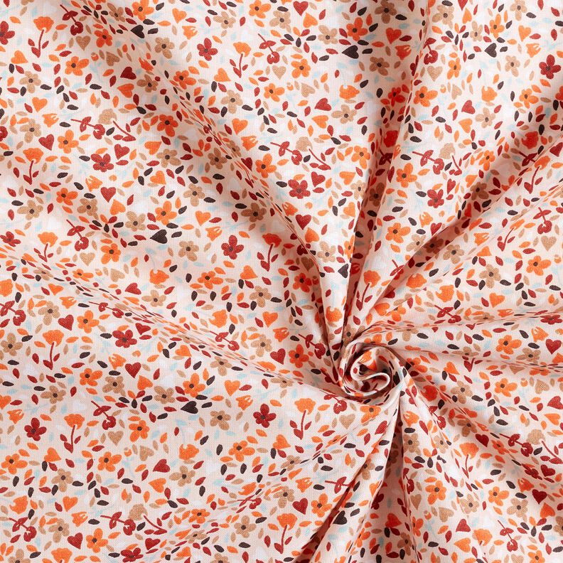Tela de algodón Cretona Flores dispersas – rosado/naranja melocotón,  image number 3