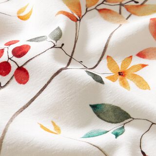 Tela de jersey de algodón Ramas de flores Impresión digital – marfil, 