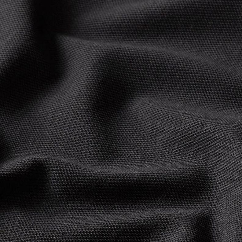 Tela de jersey de algodón Piqué fino – negro,  image number 2