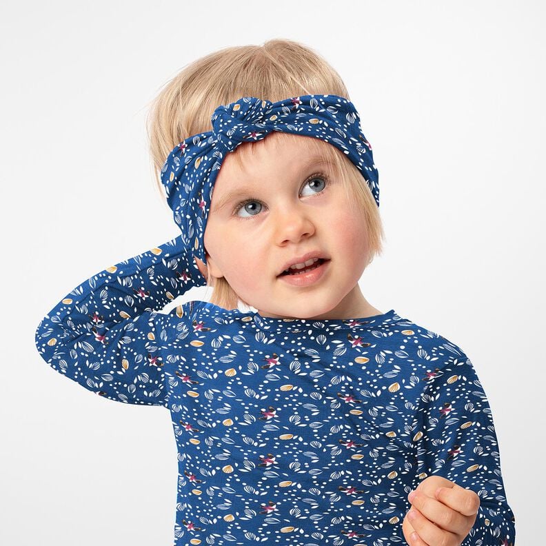 Tela de jersey de algod&oacute;n Golondrinas sobre el prado &ndash; &iacute;ndigo,  image number 5