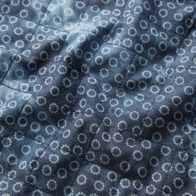 Tejido acolchado cambray flor tie-dyed – azul vaquero,  image number 2