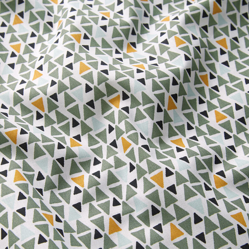 Tela de algodón Cretona triángulos mini – caña/blanco,  image number 2