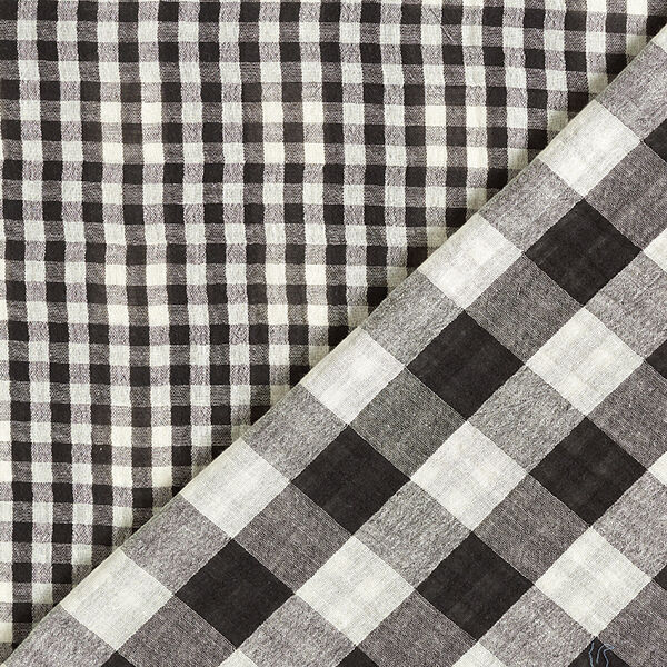 Muselina/doble arruga Patrón de cuadros grandes y pequeños Tela de doble cara – blanco lana/negro,  image number 1