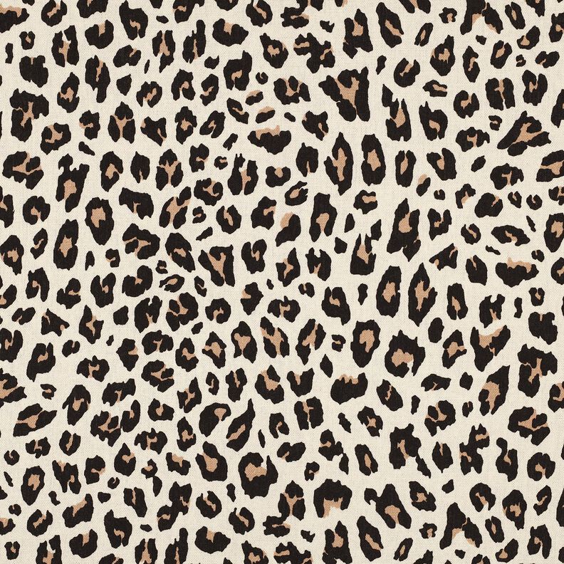 Mezcla de lino y viscosa Estampado de leopardo | Poppy Fabrics – blanco lana/negro,  image number 1