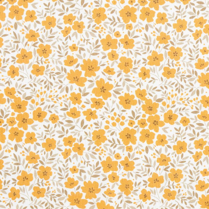 Tela decorativa Satén de algodón Mar de flores – mostaza/blanco,  image number 1