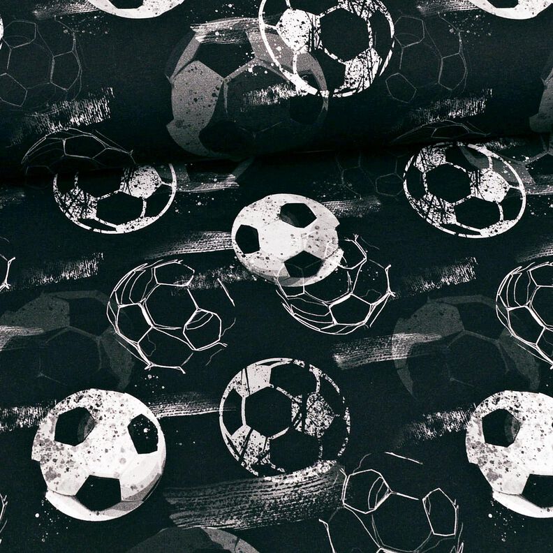 Tela de jersey de algodón Goles de fútbol | Glitzerpüppi – negro/gris,  image number 2