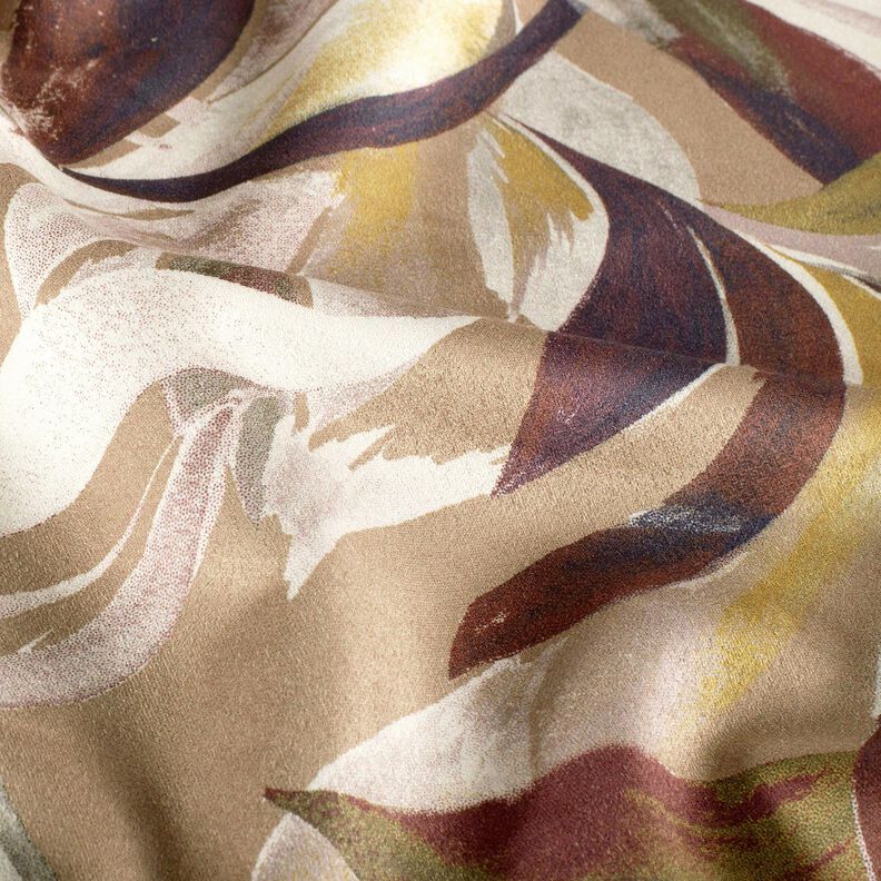 Tejido de hojas de terciopelo elástico – moca/burdeos,  image number 2