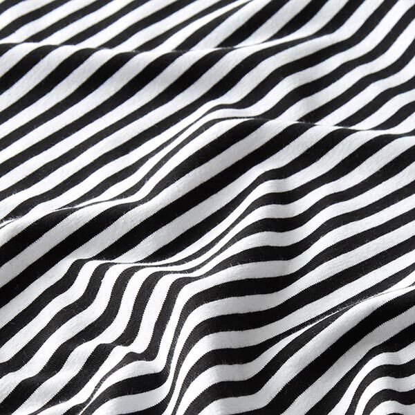 Tela de jersey de algodón Rayas delgadas – negro/blanco,  image number 2