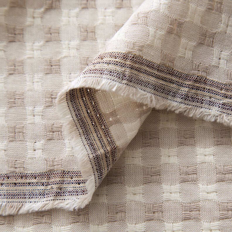Tela de algodón con estructura a cuadros – blanco/anacardo,  image number 3