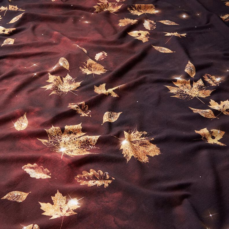 Felpa francesa Otoño dorado | Glitzerpüppi – borgoña/dorado | Retazo 50cm,  image number 2