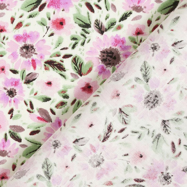 Popelina de algodón mar de flores – violeta pastel/blanco,  image number 4