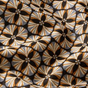 Tela de algodón Cretona Azulejos de flores – negro/marrón claro, 