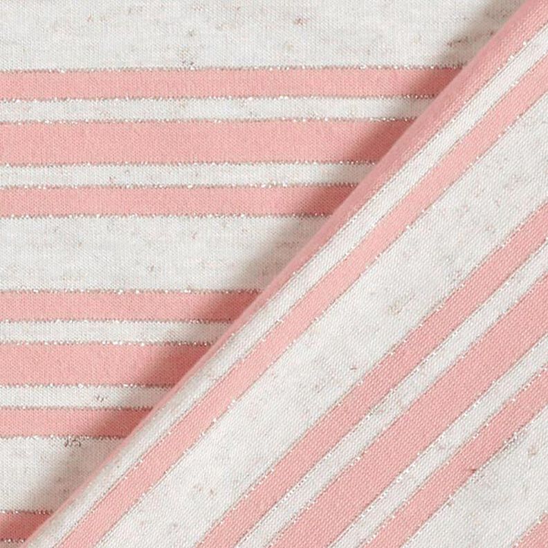 Tela de jersey de viscosa Rayas brillantes irregulares – blanco lana/rosado,  image number 4