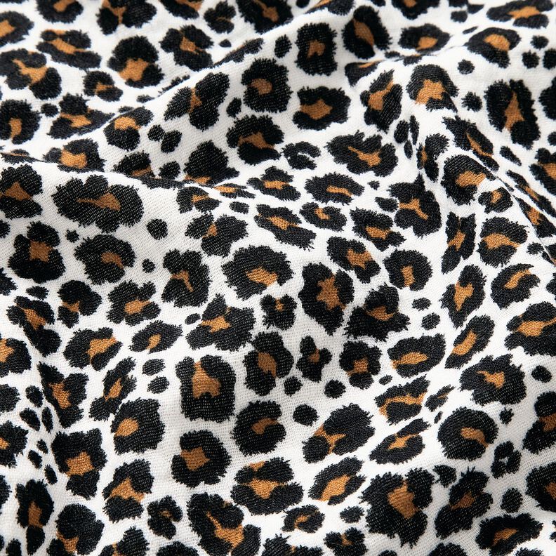 Muselina/doble arruga Estampado de leopardo – blanco/negro,  image number 2