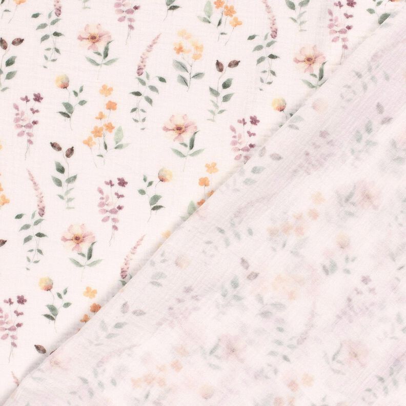 Muselina/doble arruga Prado salvaje Impresión digital – blanco,  image number 4