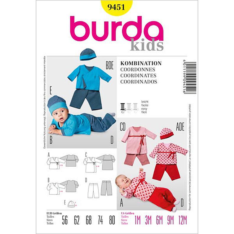 Baby: Camiseta / Pantalones / Gorro, Burda 9451,  image number 1