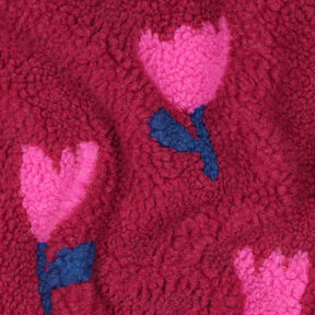 Felpa de peluche Tulipanes | Poppy Fabrics – carmín, 