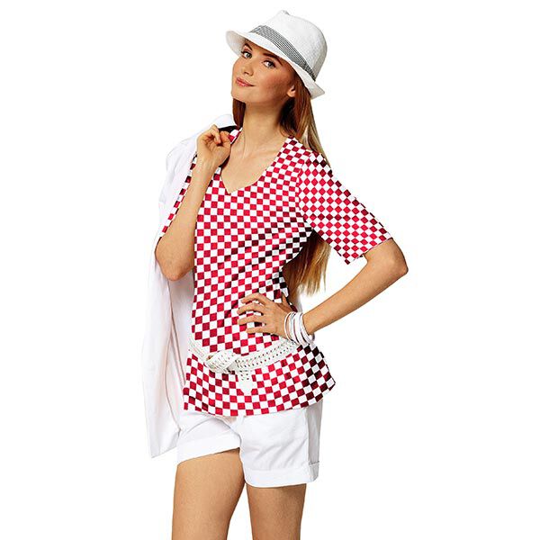 Tela de jersey de algodón Tablero de ajedrez [18 mm] – rojo claro/blanco,  image number 8