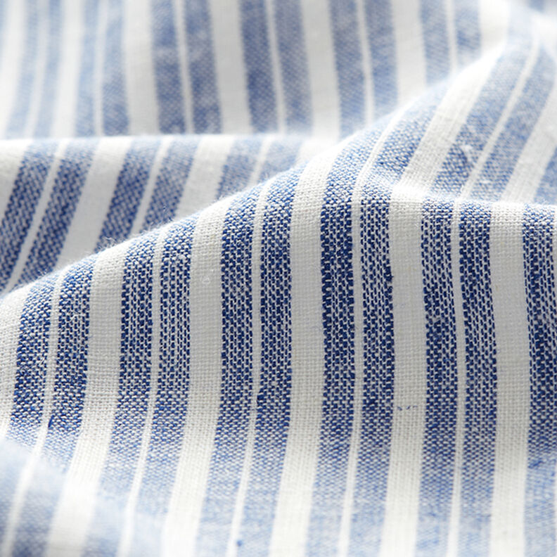 Mezcla de lino y algodón Rayas anchas – azul vaquero/blanco lana,  image number 2