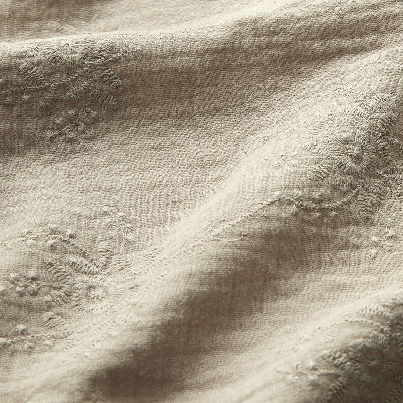 Muselina/doble arruga Zarcillo floral tono sobre tono – gris seda,  image number 2