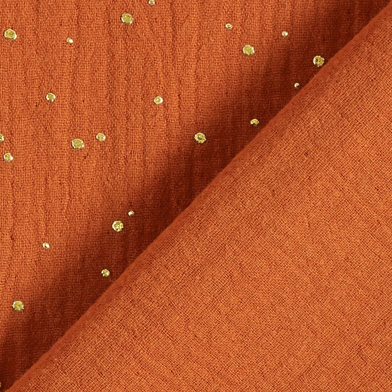 Muselina de algodón con manchas doradas dispersas – terracotta/dorado,  image number 4