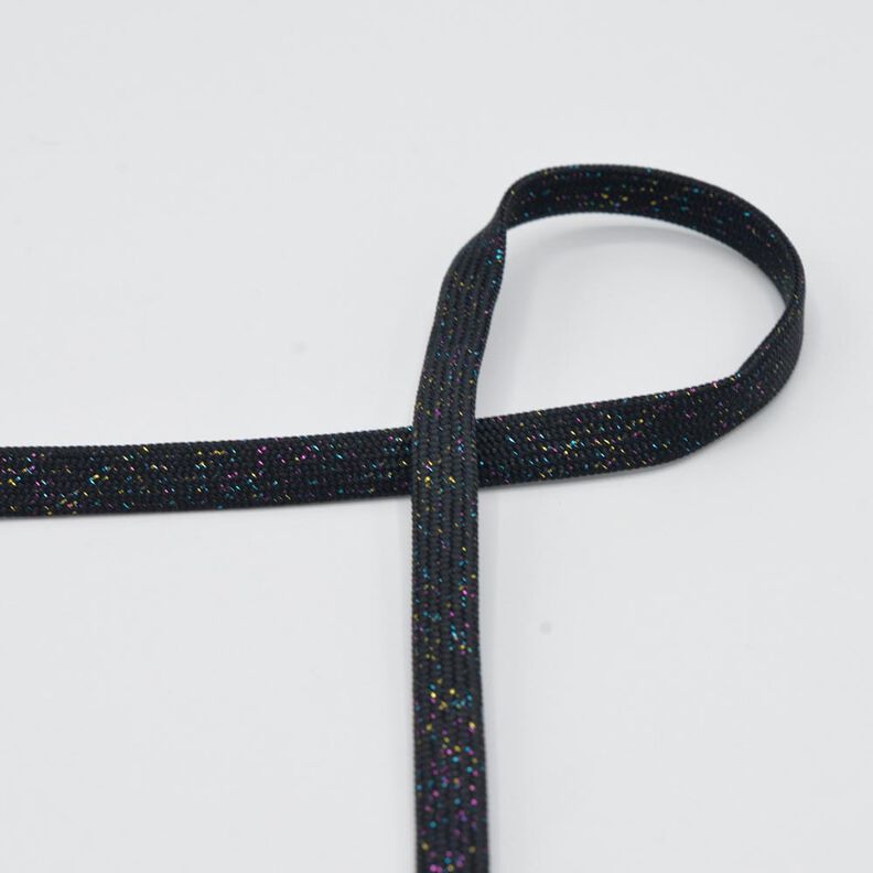 Cordón plano Sudadera Lúrex [8 mm] – negro/oro metalizado,  image number 1