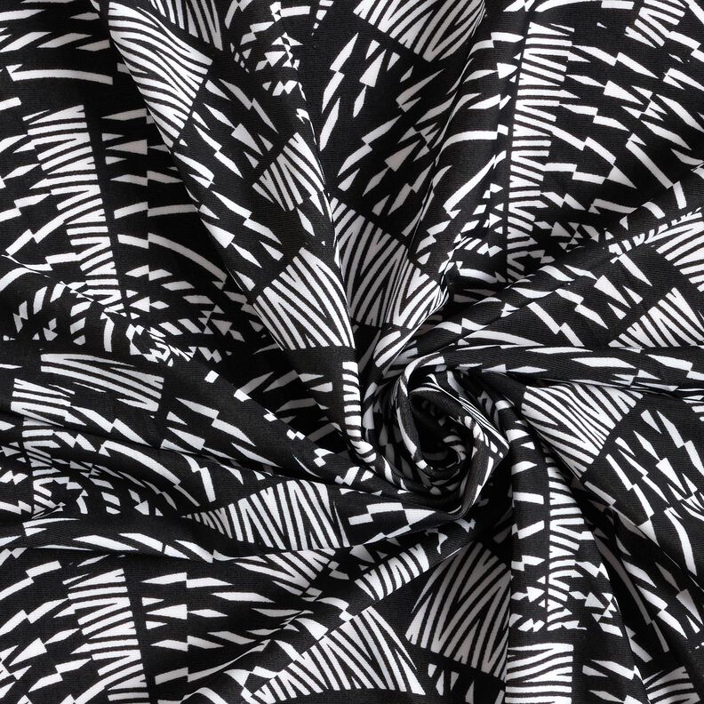 Tejido de bañador con patrón gráfico abstracto – negro/blanco,  image number 3