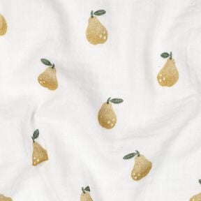 Muselina/doble arruga Pera Impresión digital | Poppy Fabrics – blanco/amarillo aceituna, 