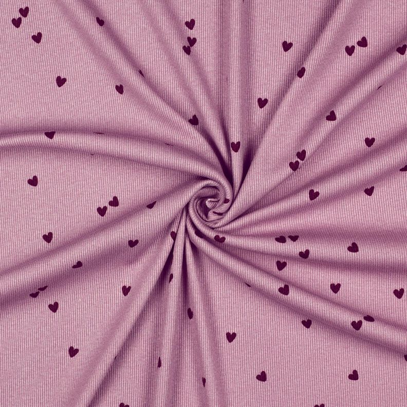 Jersey canelado Corazones dispersos | Poppy Fabrics – violeta pastel/merlot,  image number 3