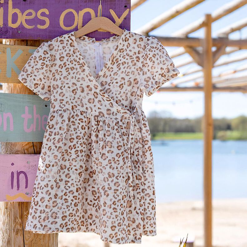 Muselina/doble arruga Acuarela leopardo Impresi&oacute;n digital &ndash; marfil,  image number 5