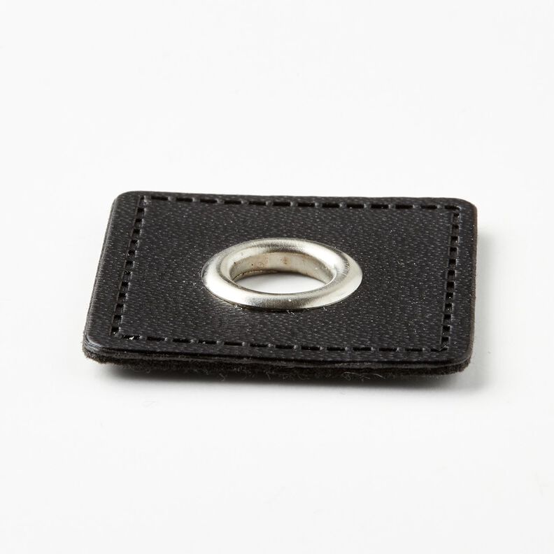Parche de ojal [30 x 30 mm] – negro/plata metalizada,  image number 2
