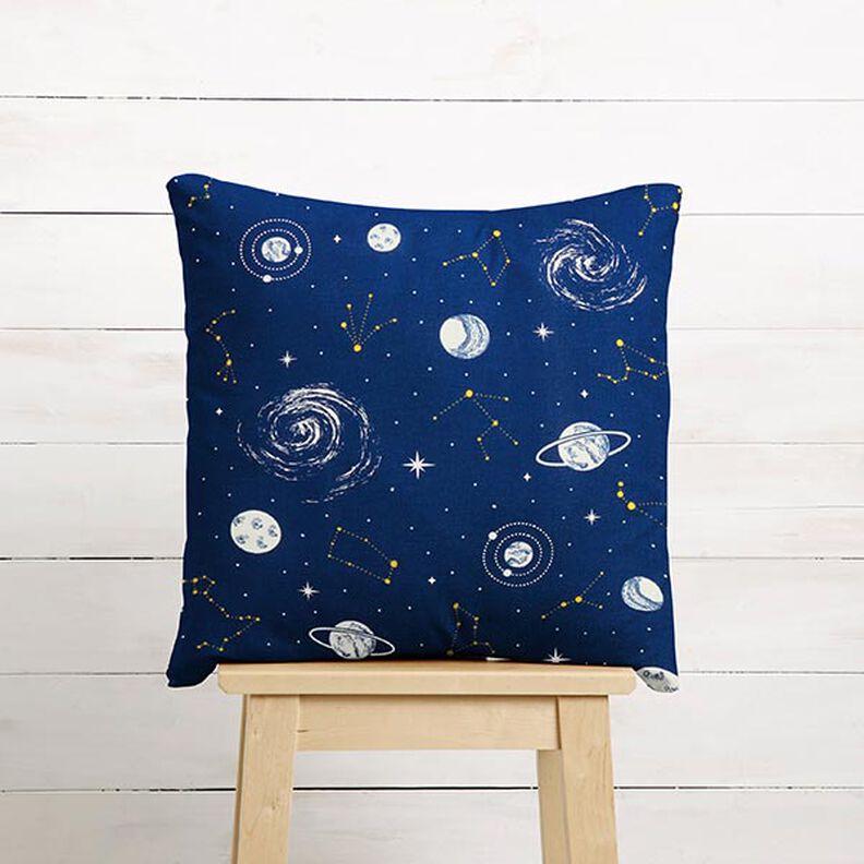 Tela decorativa Constelaciones Brilla en la oscuridad – azul marino/amarillo claro,  image number 9