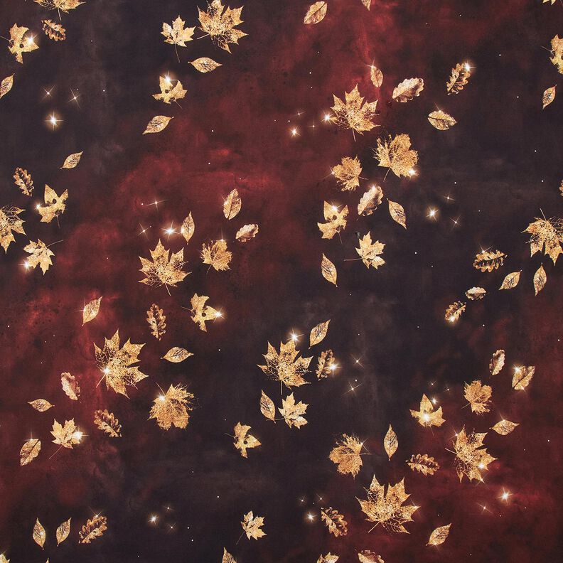 Felpa francesa Otoño dorado | Glitzerpüppi – borgoña/dorado | Retazo 50cm,  image number 1