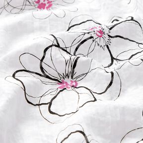 Voile arrugado de flores y estampado de leopardo – blanco/negro, 