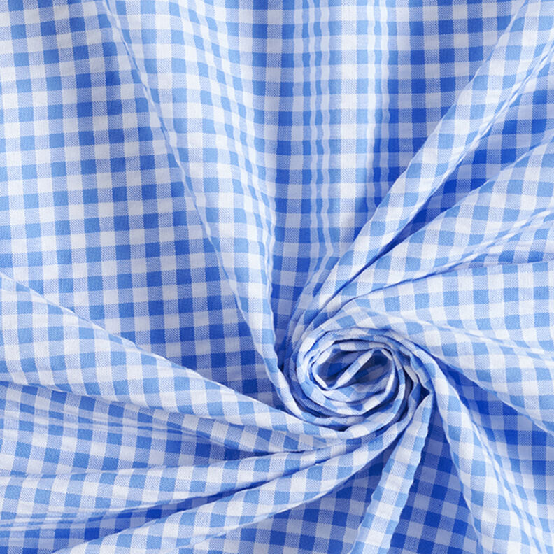 Tela Seersucker Mezcla de algodón Cuadros vichy – azul claro,  image number 3