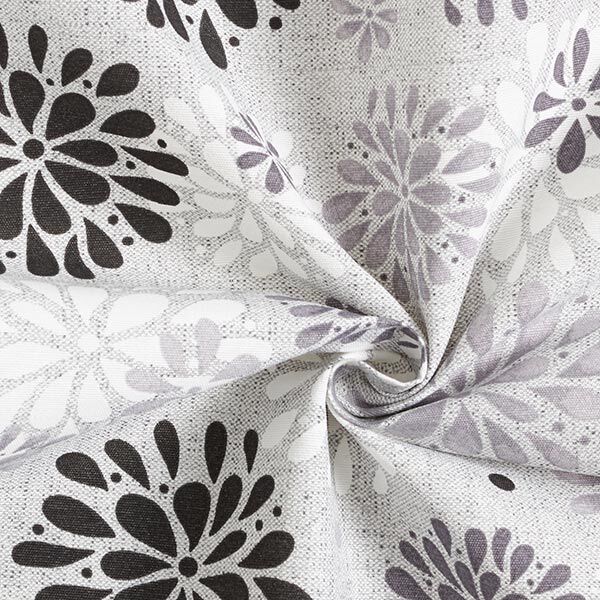 Tela decorativa Lona Flores – gris/blanco,  image number 3