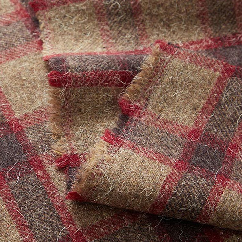 Mezcla de lana virgen a cuadros – beige oscuro/rojo,  image number 3