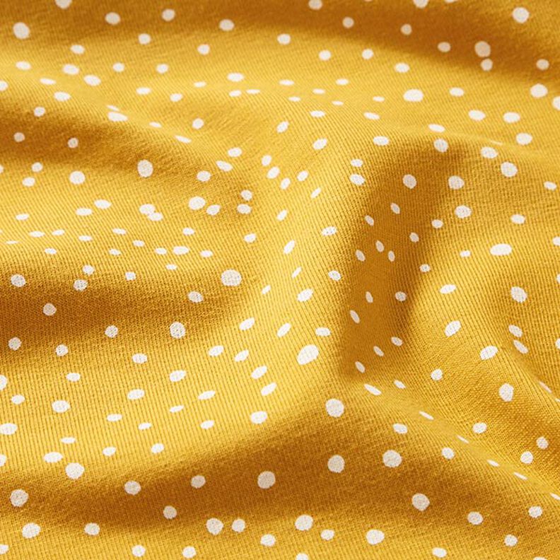 Tela de jersey de algodón Puntos irregulares – curry,  image number 2