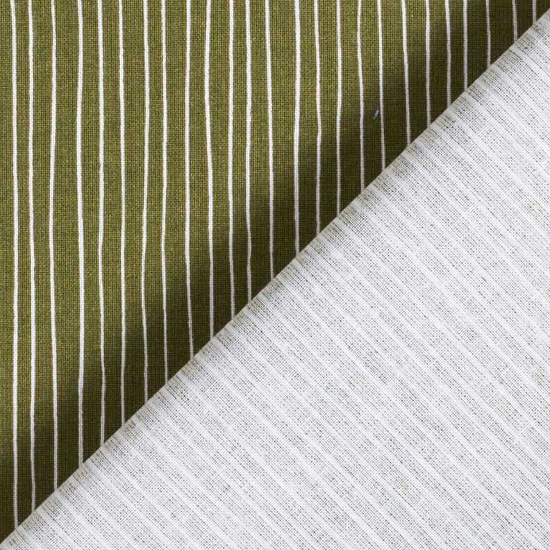 Tela de algodón Cretona Líneas delicadas – oliva oscuro/blanco,  image number 4