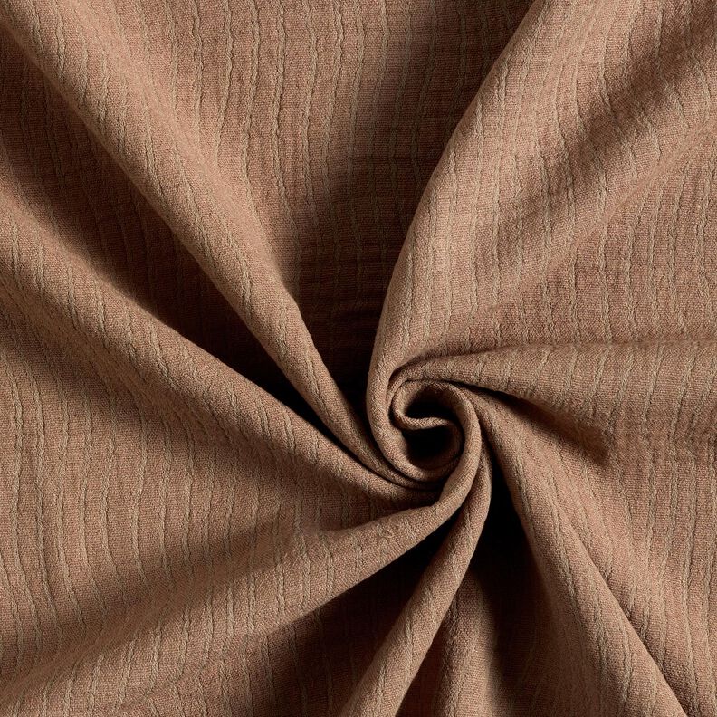 Mezcla de lino y algodón Jacquard Estampado onda – marrón medio,  image number 4
