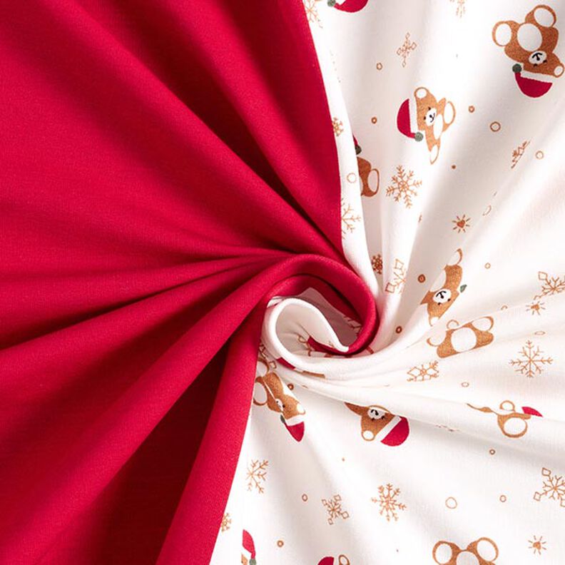 Panel Felpa francesa veraniega Peluche navideño – blanco lana/rojo,  image number 4