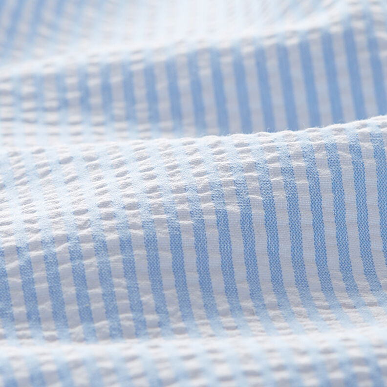 Tela Seersucker Mezcla de algodón Rayas – azul claro/blanco lana,  image number 2