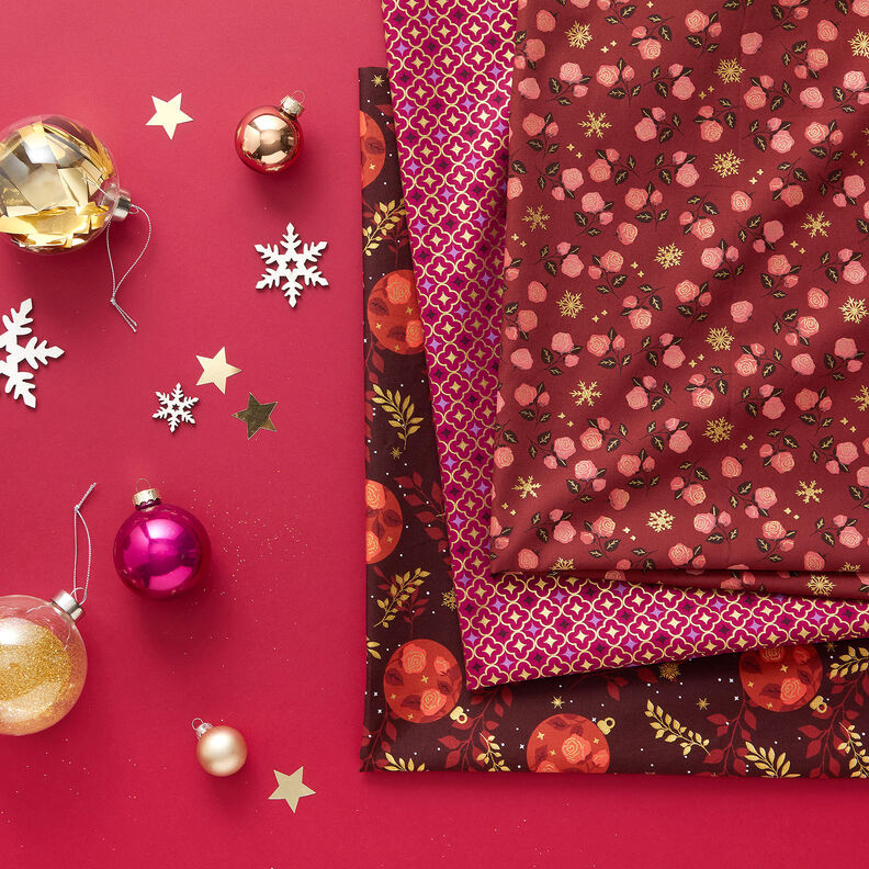 Tela de algodón Popelina Azulejos festivos – bayas/dorado,  image number 5