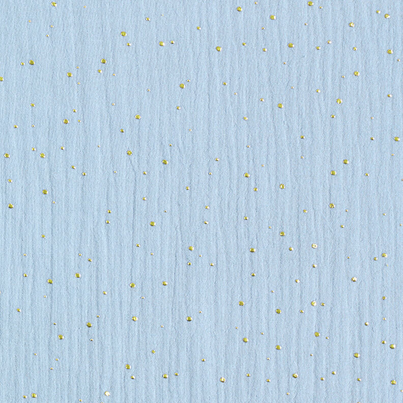 Muselina de algodón con manchas doradas dispersas – azul claro/dorado,  image number 1
